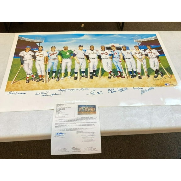 Beautiful 500 Home Run Club Signed Large Litho Mickey Mantle Ted Williams JSA