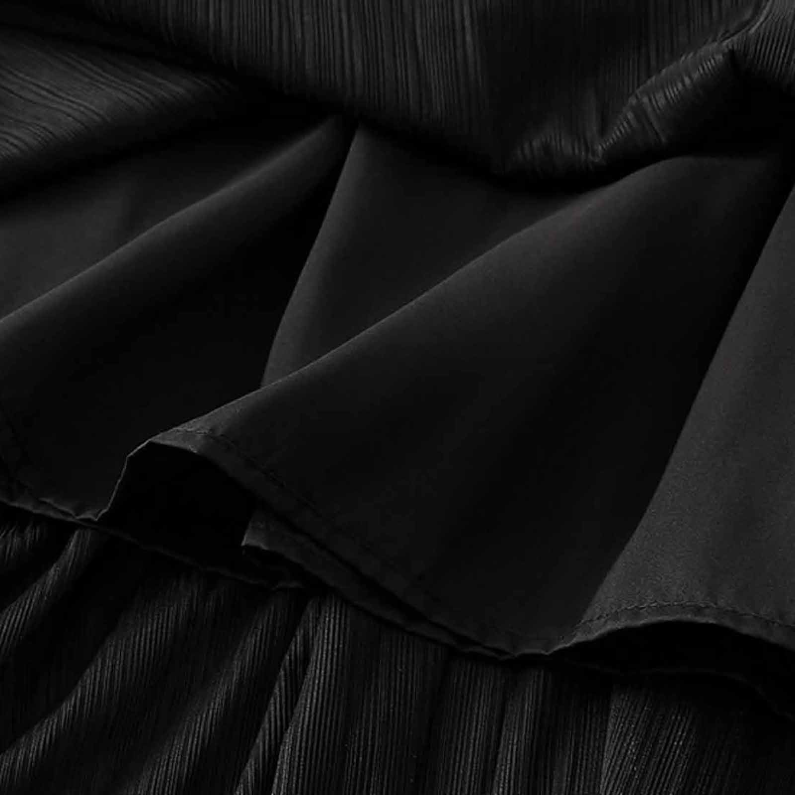 Cavosen Womens Skirts Midi Length Summer Calf Length Skirts Silky Flowy Pleated Pencil Skirts High Waist Solid Color Summer Skirts Classic Dress Athletic Beachwear Resortwear Black