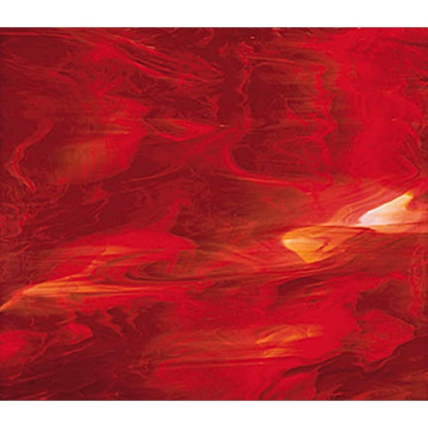 OCEANSIDE STAINED/FUSING GLASS SHEETS RED/WHITE FUSIBLE (Small 8" x