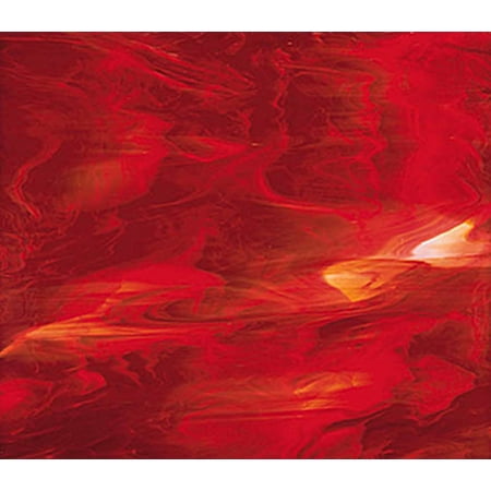 OCEANSIDE STAINED/FUSING GLASS SHEETS - RED/WHITE FUSIBLE (Small 8" x 12")
