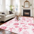 thumbnail image 3 of Pink Ocean Coastal Area Rug 6x9 FT, Non Slip Living Room Throw Carpet, Nautical Starfish Jellyfish Coral Washable Soft Large Floor Carpet Non-Shedding Rug for Bedroom Dining Room Play Room, 3 of 9