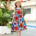 thumbnail image 2 of WRKEKC Dresses for Girls Flutter Sleeve Ombre Floral Print Pleated Fabric Waist Tie Swing Casual Summer Dress For Girls 3-10 Years, 2 of 5