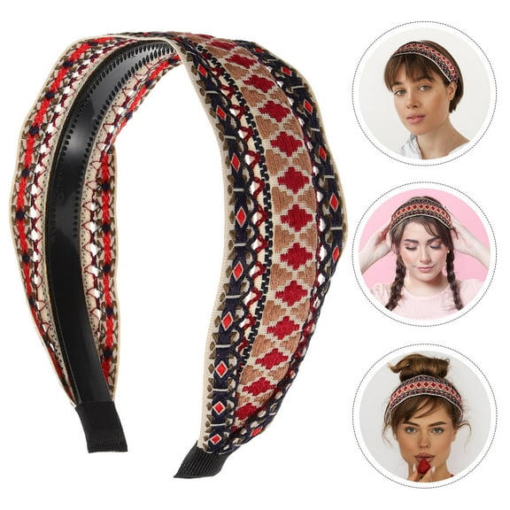 TINKSKY Hair Accessories for Women Embroidered Wide Headband Cloth 1Set