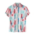 thumbnail image 1 of Chemises pour Hommes Col Rabattu Imprimé Manches Courtes Chemise Boutonnée Blouse, 1 of 8