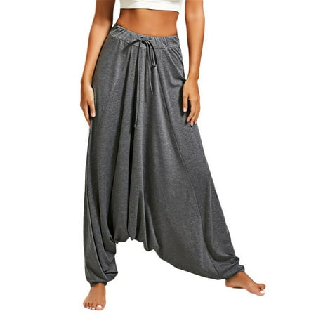 GZWYHT Yoga Pants Women Harem Pants Women Plus Size Solid Color Casual Loose Pants Yoga Pants Women Trousers Harem Pant High Waisted Pants Pants for Women Leather Pants Grey M