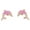 Pink, variant on Pink Simulated Opal Dolphin Stud Earrings Rose Gold-Tone Plated Sterling Silver