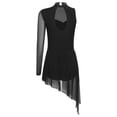 thumbnail image 2 of Kaerm Women's Rhinestones Lyrical Dance Dress Asymmetrical Skirted Leotard Figure Skating Dress Black XXL, 2 of 7
