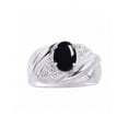 thumbnail image 1 of RYLOS Bagues pour Femmes Bague en Or Blanc 14K Pierre Précieuse Ovale 8X6MM et Diamants Design Classique Cabochon d'Octobre Onyx Bijoux pour Femmes Taille 8, 1 of 7