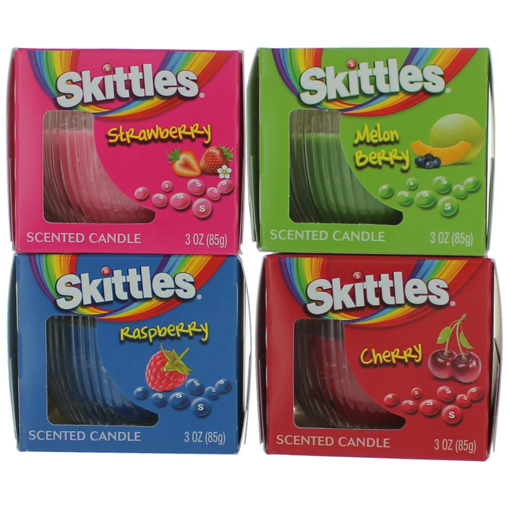 Skittles Scented Candle 4 Pack of 3 oz Jars Variety