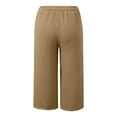 thumbnail image 6 of vigerkar Cotton Linen Capri Pants for Women 2025 Summer Casual Plus Size Capris Wide Leg High Waisted Drawstring Pants Khaki, L, 6 of 9