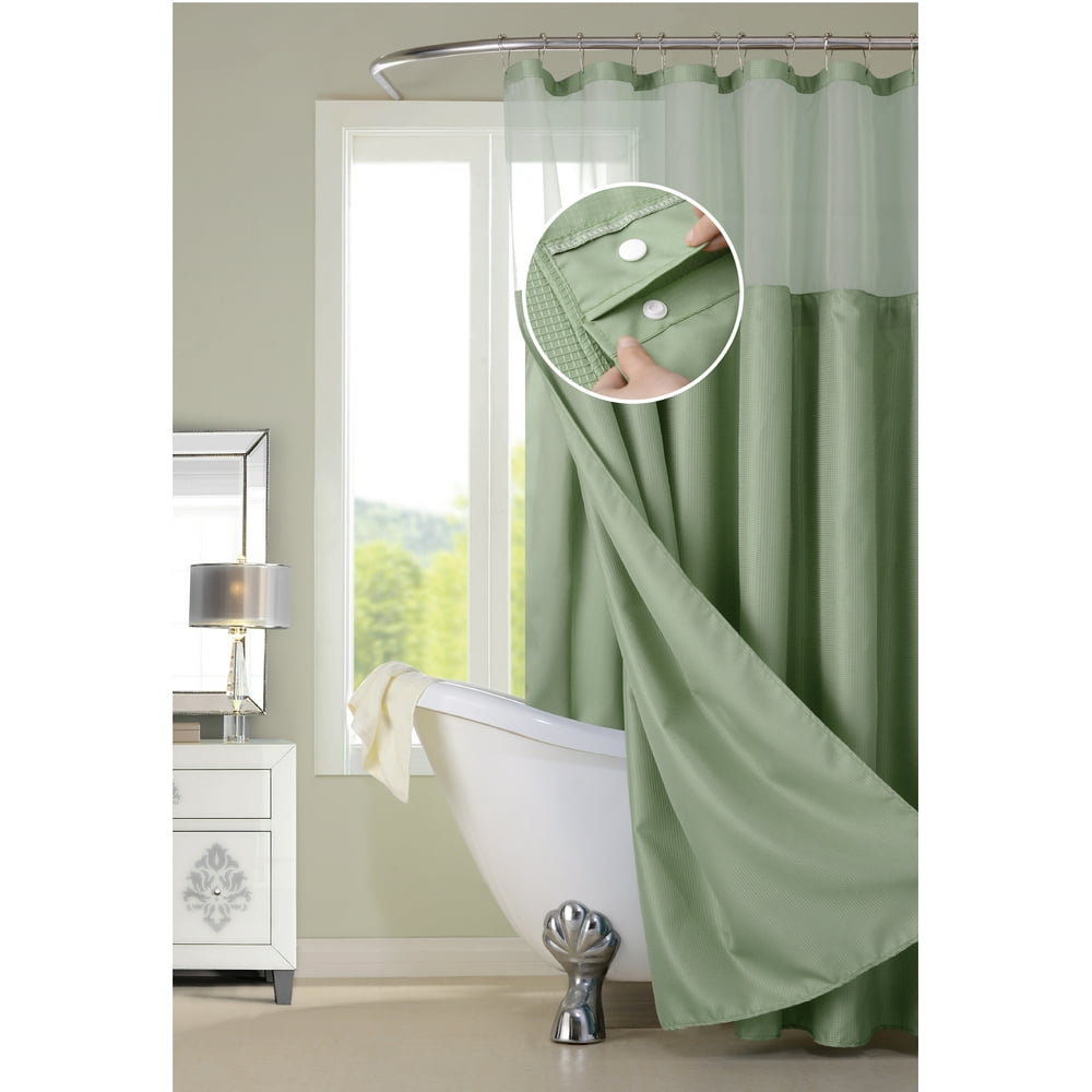 Dainty Home Complete Waterproof Shower Curtain with Detachable Liner in