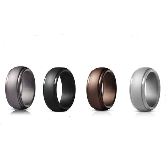 4 Pack Silicone Rings, Unisex Rubber Wedding Band Set for Sports, Work, Travel and Daily Wear, TIKA