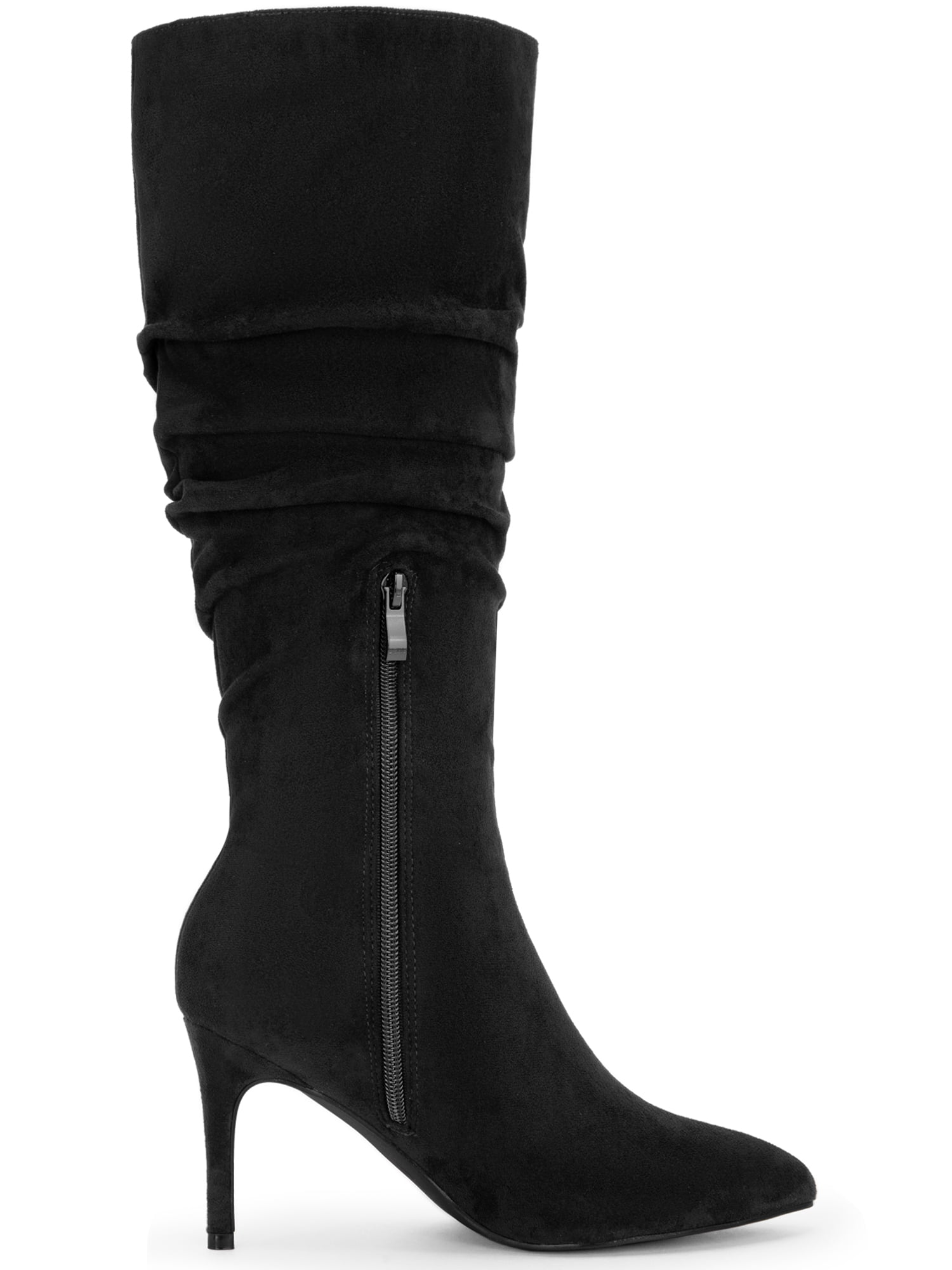 DARING DIVA Women's Stylish Pointed Toe Slouched Stiletto Heels Boots Black 9