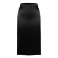 thumbnail image 4 of Elvqul Silk Skirts Women Clearance Solid Black Midi Satin Ladies Skirts, 4 of 6