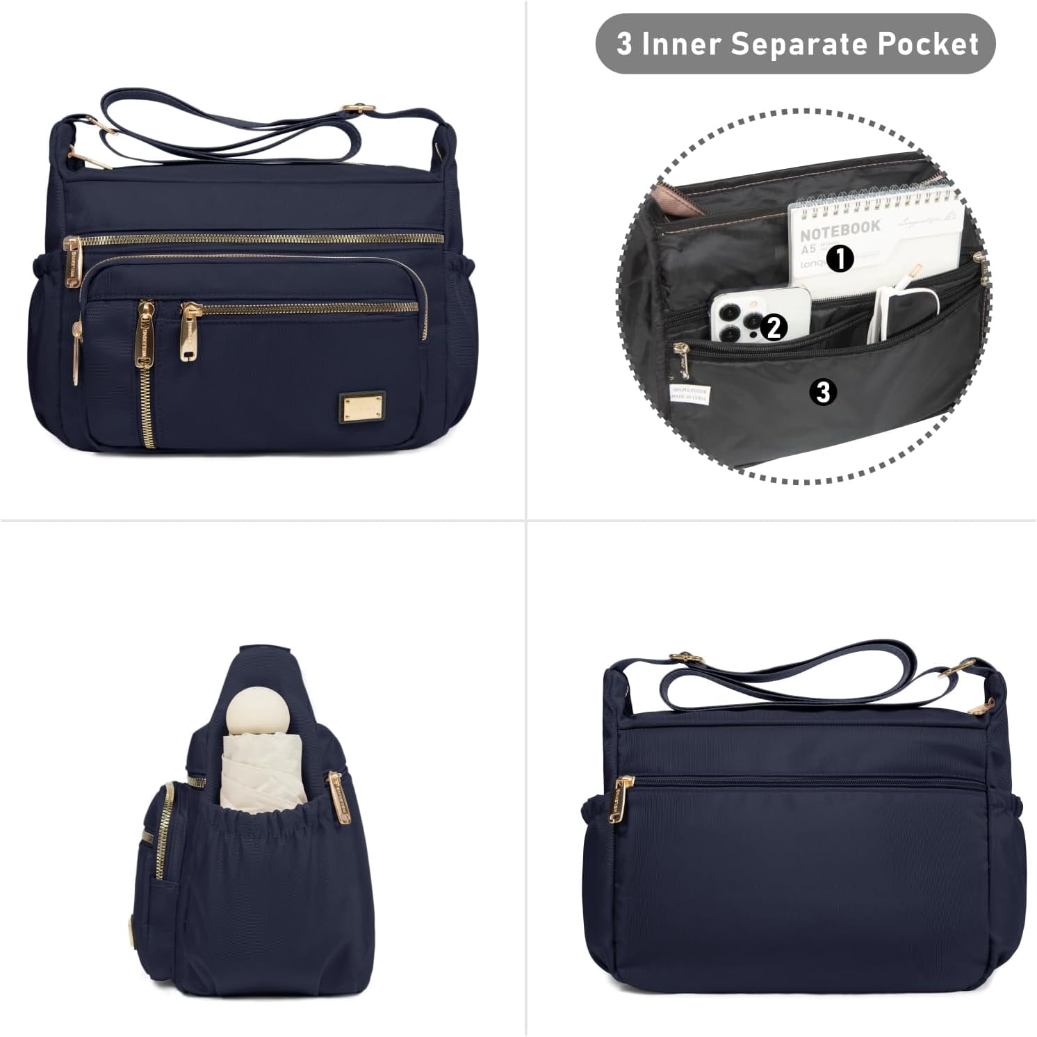 Crossbody Bag for Women, Shoulder Purse Handbag Messenger Bag, Trendy Pocketbooks, Waterproof and Multi-Pockets