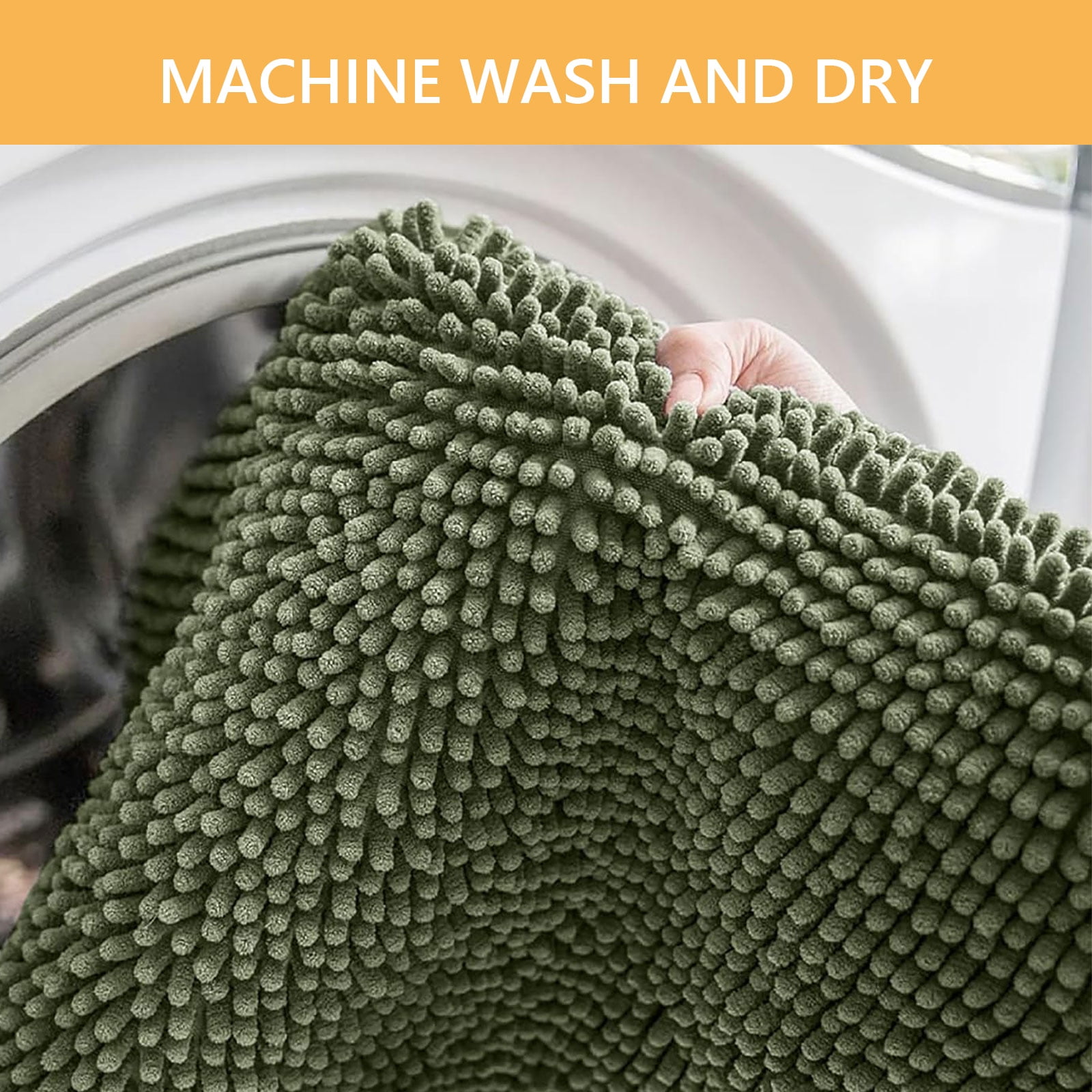 Tripumer  Bathroom Rugs Sets 2 Piece Chenille Bathroom Mat Sets Shaggy Microfiber Rugs Sets Bathroom Mats for Bathroom Extra Soft Absorbent Olive Green