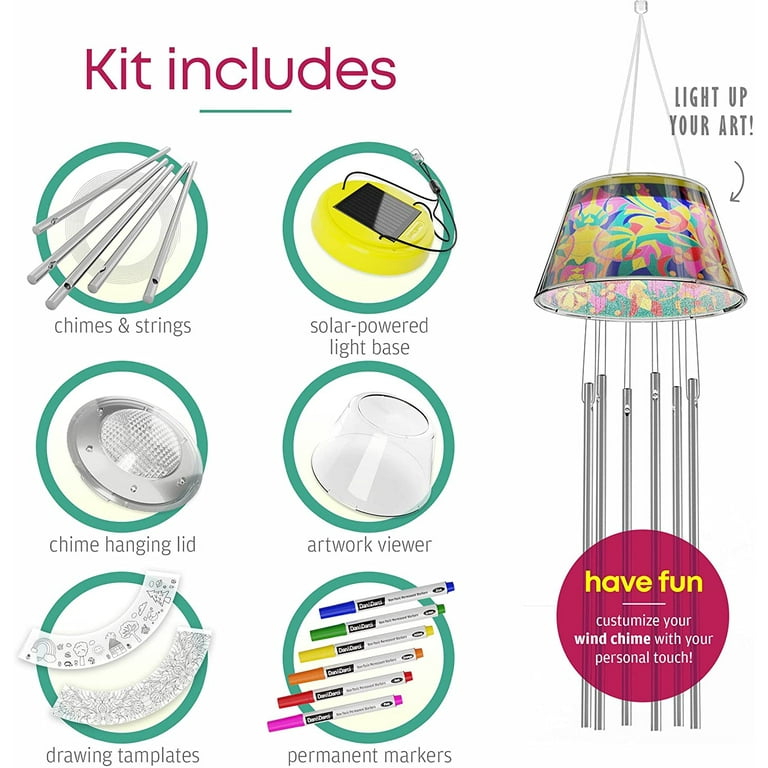 Dan&Darci Make Your Own Solar-Powered Light-Up Wind Chime Kit - Build &  Design your DIY Chimes in 3 Easy Steps - Kids art Projects Kits -  Children's