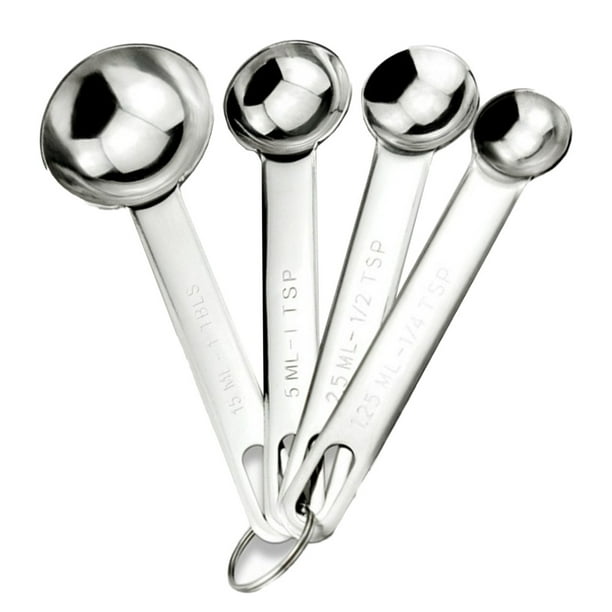 Cucharas medidoras, juego de tazas de cucharas medidoras de acero inoxidable, cucharada pequeña, para medir ingredientes secos y líquidos de regalo