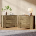 thumbnail image 6 of 31.5" Extra-Wide Nightstand with 3 Drawers, Oversized Bedside Table with Storage, Farmhouse Style Side Table for Bedroom or Living Room, 6 of 8