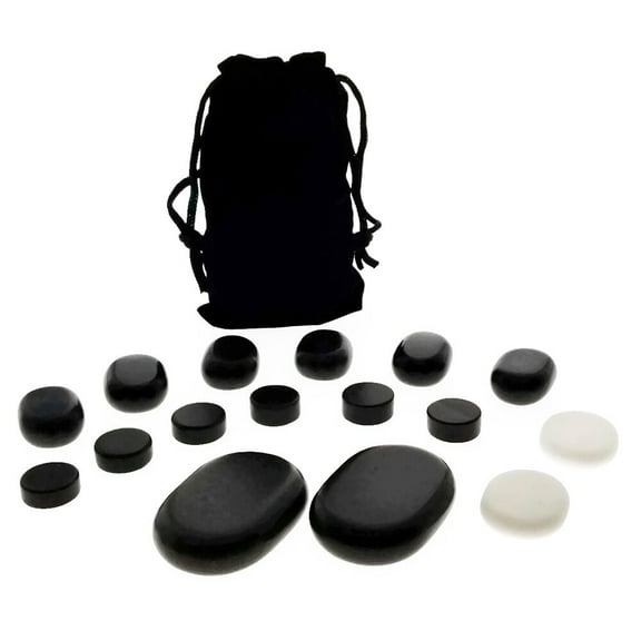 Vandue 16-piece Facial Massage Basalt Stone Set with Velvet Travel Pouch