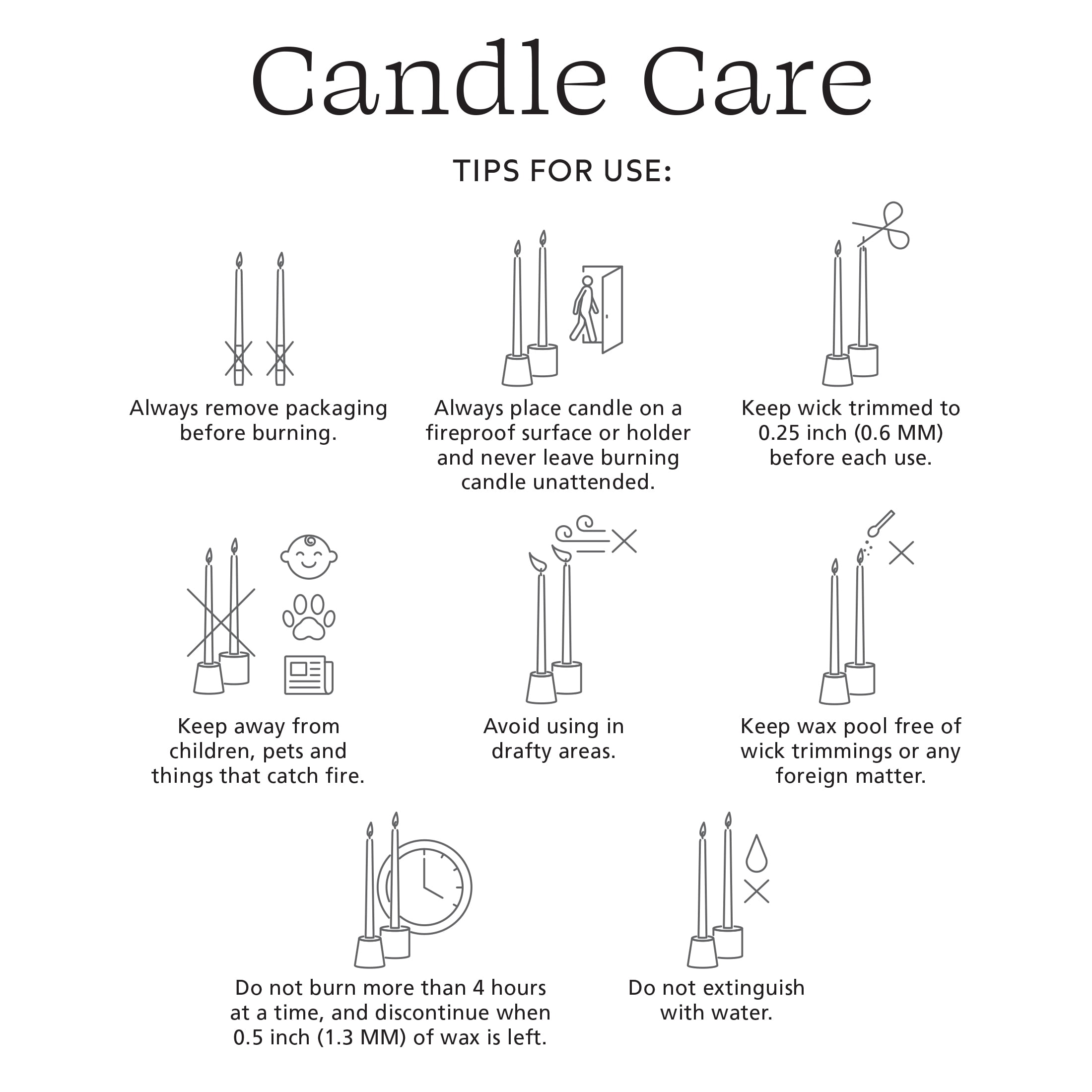 Mainstays Paraffin Wax 16" Taper Candle, Unscented, White
