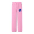 thumbnail image 6 of Sweat Pants For Womens Print Elastic Lace-Up Casual Solid Color High-Waisted Wide-Leg Pink Sports Sweatpants (2XL)Summer Spring And Fall Wear, 6 of 6