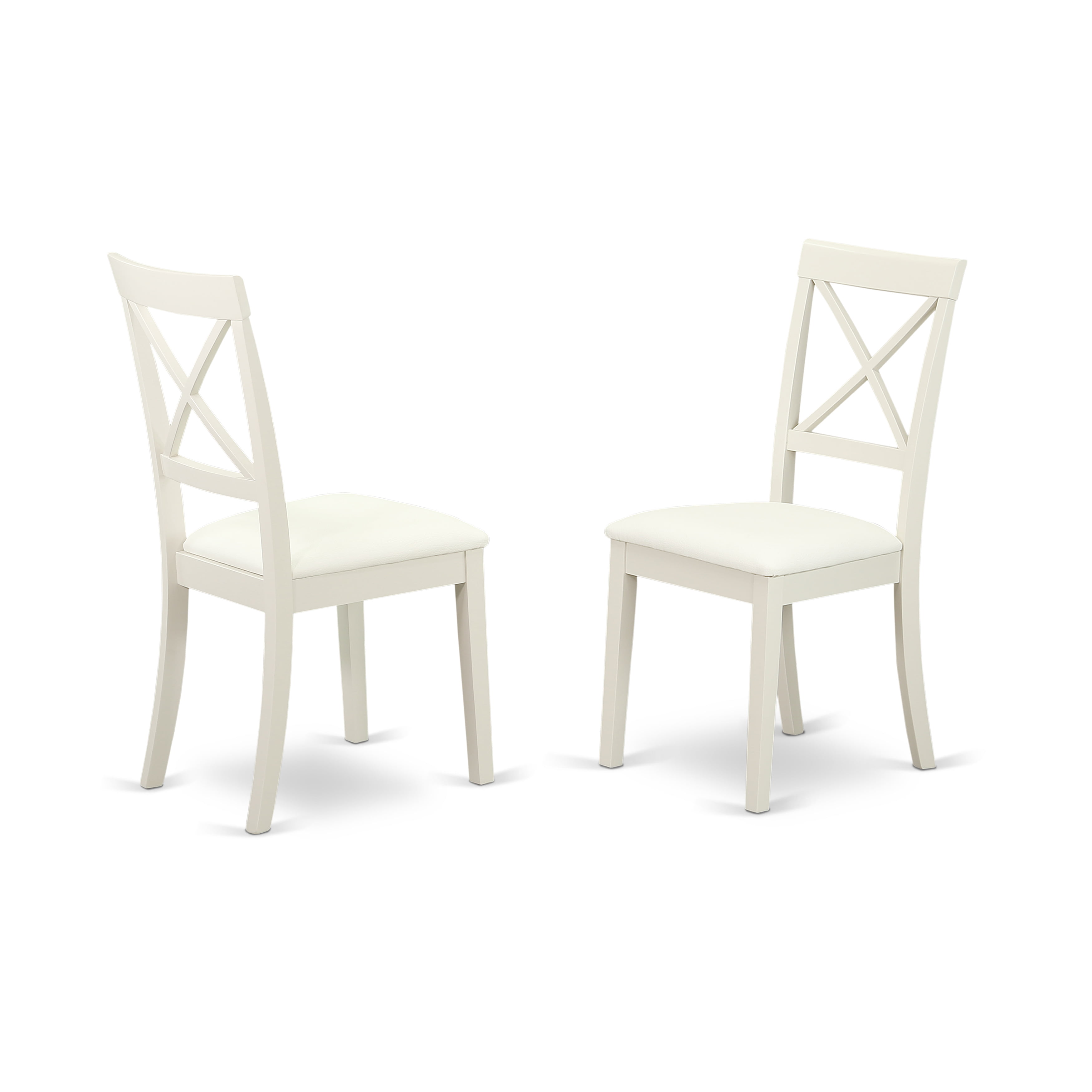 Table and 2 faux leather seat dining chairs in linen white finish OXBO3-LWH-LC 3-Piece Dinette table set