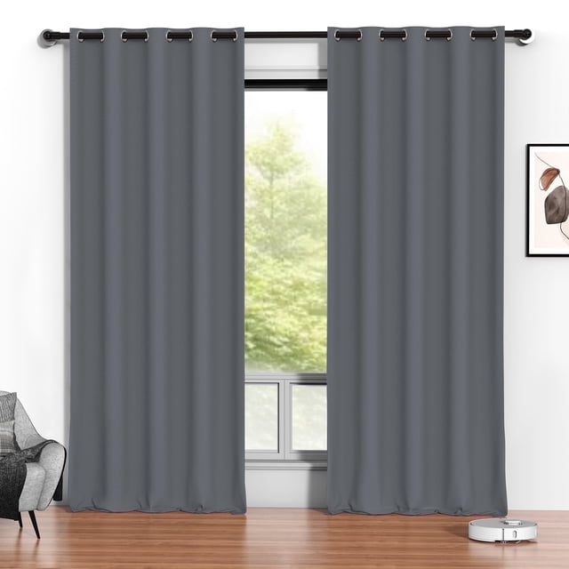 Cortinas Blackout Grises, 52 x 96 Pulgadas, 2 Paneles, Cortinas Térmicas Aislantes Que Oscurecen la Habitación para Recámara y Sala de Estar, Protección de Privacidad y Reducción de Ruido
