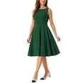 thumbnail image 4 of INSPIRE CHIC Sleeveless Work Dress for Women's Boat Neck High Waist Fit and Flare Dresses, 4 of 5