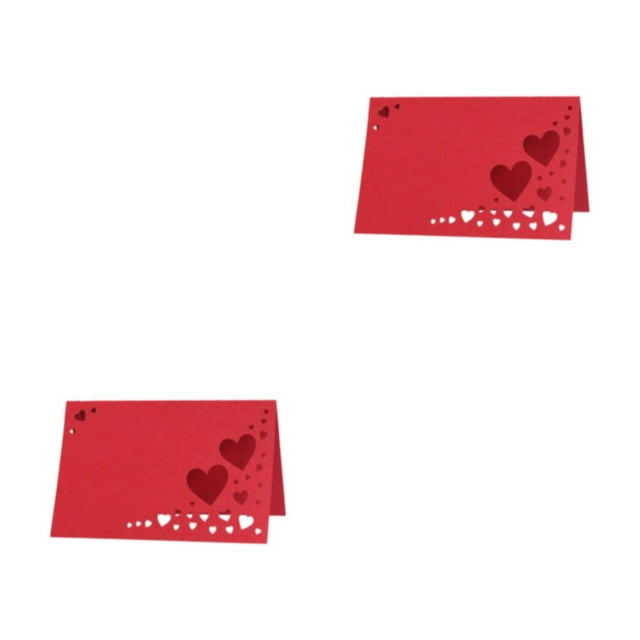 Decodeary 50x Personalize Table Settings With Heart Hollow Name Place Cards Durable Wedding Elegant Name Cards red 2Set