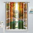 thumbnail image 4 of Landscape Curtains,Nature 3D Scenery View Window Treatments for Living Room, Autumn Forest Lake Botanical Maples Scape Curtain 2 Panels,52x84 Inch, 4 of 6