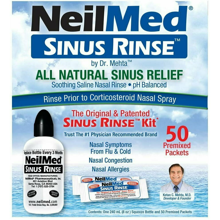 NeilMed Sinus Rinse All Natural Relief, Original & Patented, 50ct, 2-Pack