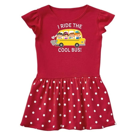 

Inktastic I Ride The Cool Bus with Yellow School Bus and Kids Gift Toddler Girl Dress