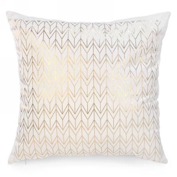 White With Gold Pattern Pillow
