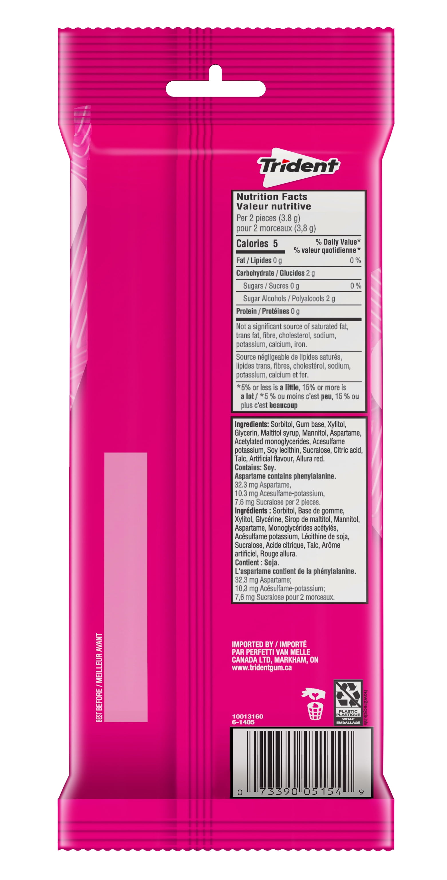 Trident, Bubble Gum Sugarfree Gum Multipack- Pack of 3 (42 Pieces), 3 Pack (14 pcs ea), 42ct