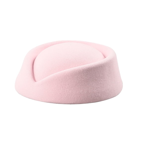 Nooxsoe Vintage Wool Felt Pillbox Hat Ladies Church Derby Winter Fascinator Hat Veil Flower Fedoras Pink One Size