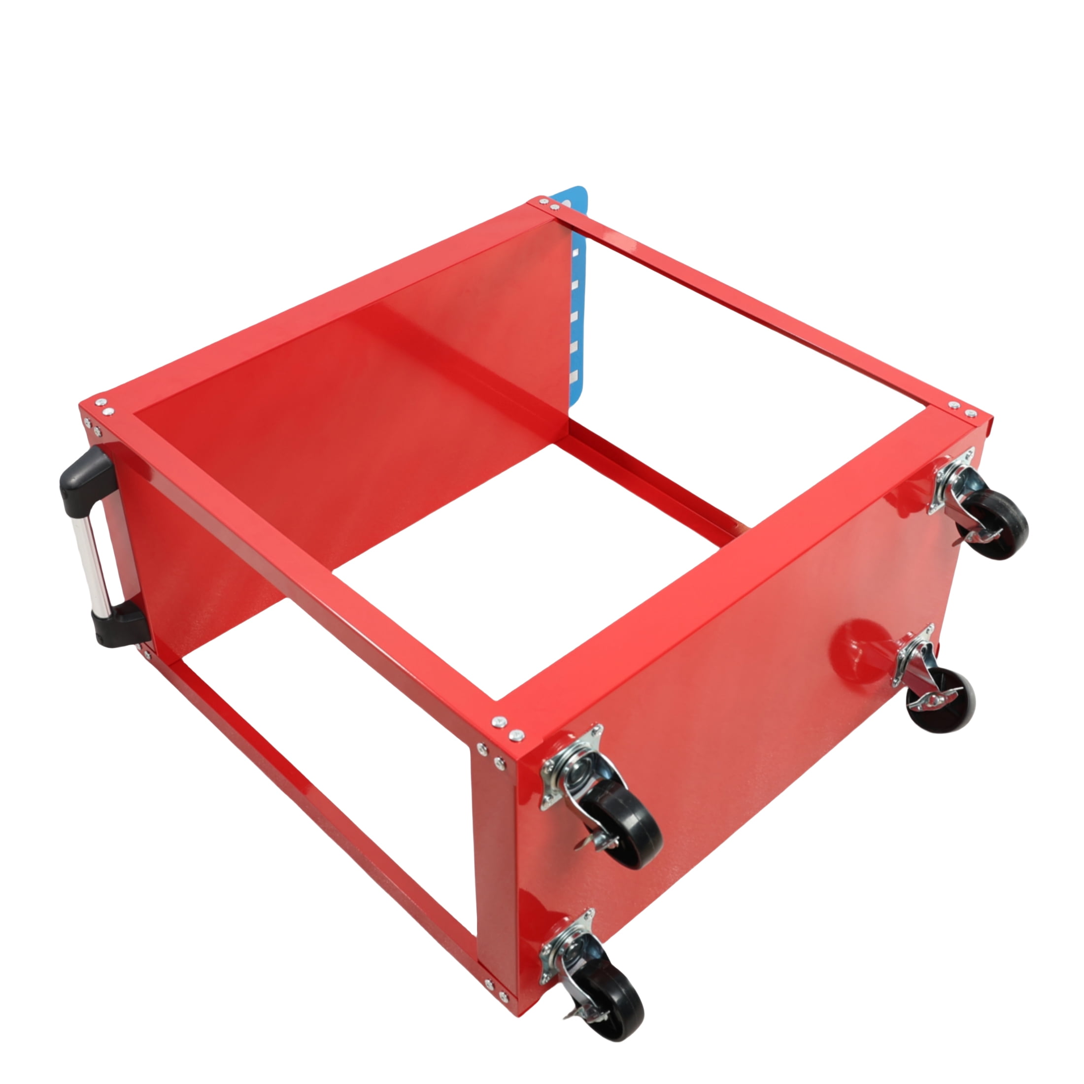 Tool Cart on Wheels, Heavy Duty Steel Utility Cart w/Lockable Wheels, 400 LBS Capacity Industrial Service Cart for Garage, Warehouse, Workshop (Two-layer Bright Red)