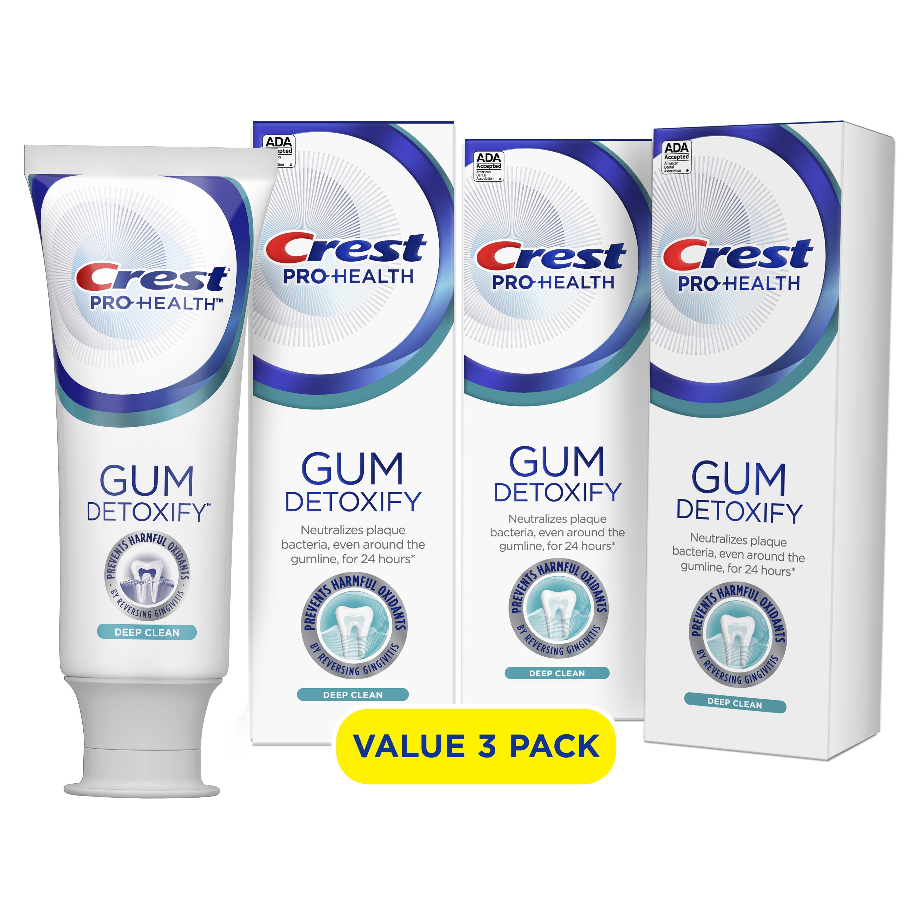 Crest ProHealth Gum Detoxify Toothpaste, Deep Clean, 3.7 oz, 3 Pack