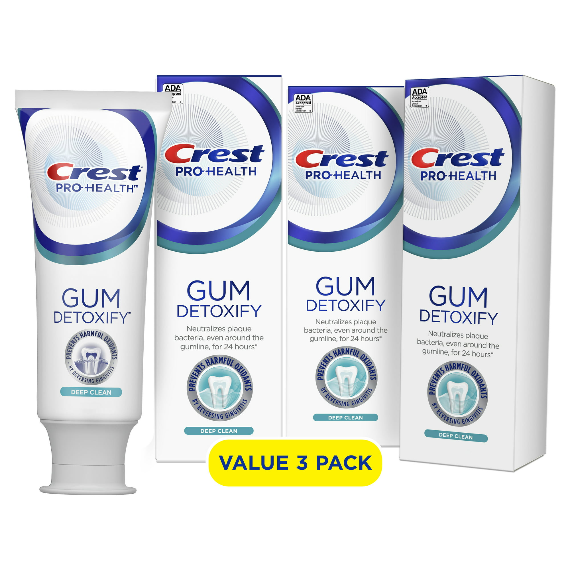 Crest Pro-Health Gum Detoxify Toothpaste, Deep Clean, 3.7 oz, 3 Pack