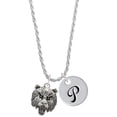 thumbnail image 1 of Delight Jewelry Silvertone Large Bear - Mascot Silvertone Script Initial Disc - P - Charm Necklace, 20"+3", 1 of 4