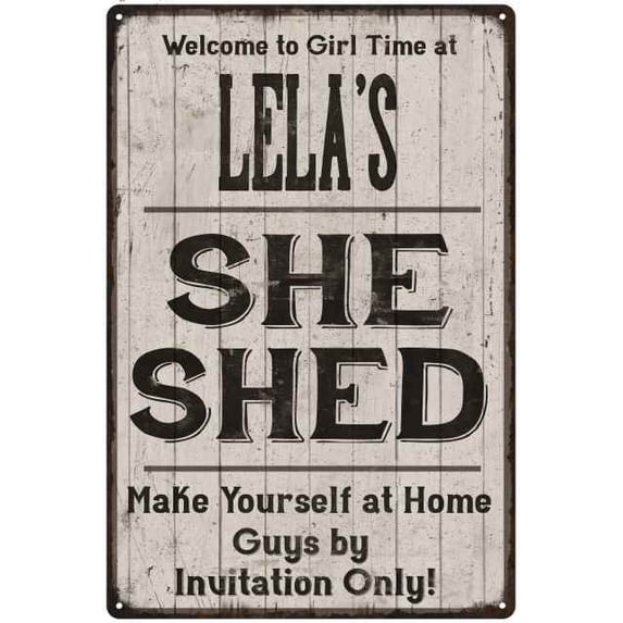 LELA'S She Shed Sign Lady Cave Sign Gift 16 x 24 Matte Finish Metal 116240082488