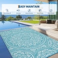 thumbnail image 4 of Hasoo 9' x 18' Light Blue Outdoor Rug for Patio Decor Waterproof Plastic Straw Modern Geometric Carpet PP Tube Woven Portable Camping Mat for Picnic Balcony, 4 of 7