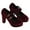 Wine, variant on Aueoeo High Heel Shoes For Women Double Strap Buckle Platforms Shoes Elegant Flock Formal Dress Office Work Church Wedding Shoes