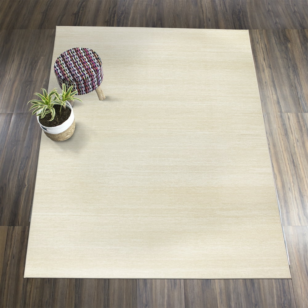 My Magic Carpet Machine Washable Area Rug Solid Cream 5X7