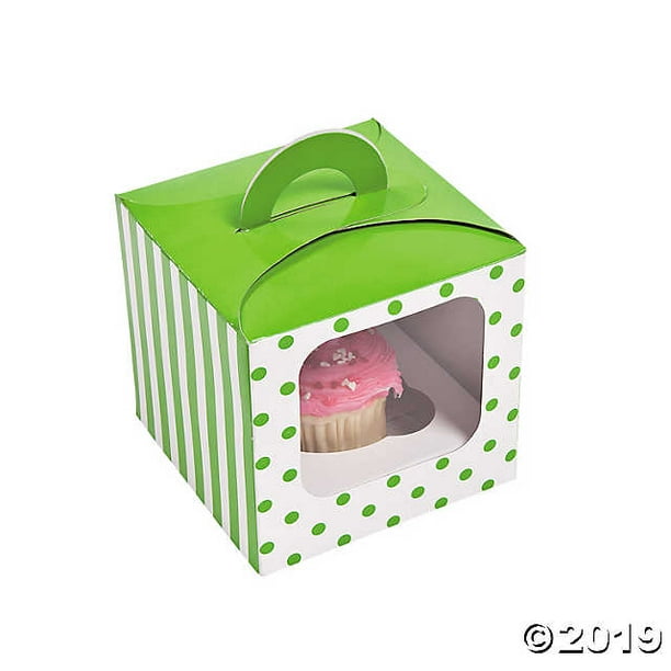 Lime Green Polka Dot Cupcake Boxes