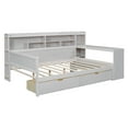 thumbnail image 4 of Harper & Bright Designs Full Size Daybed with Storage Shelves, Wood Full Bed Frame with 2 Storage Drawers and Study Desk, Antique White, 4 of 18