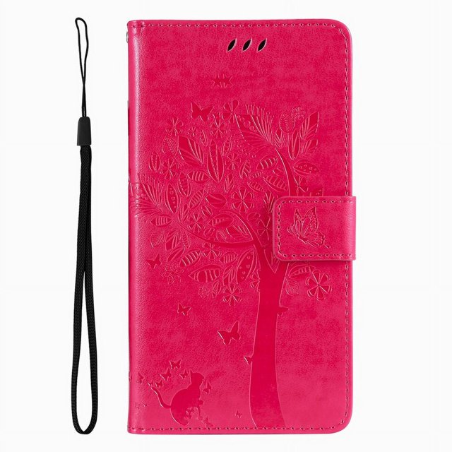 Wallet Case For Huawei P Smart 2018 2019 2020 2021 P8 P9 P20 P30 P40 Lite Pro 2017 Cute Cat Tree Card Slots Protect Cover D06F Rose For P Smart 2020