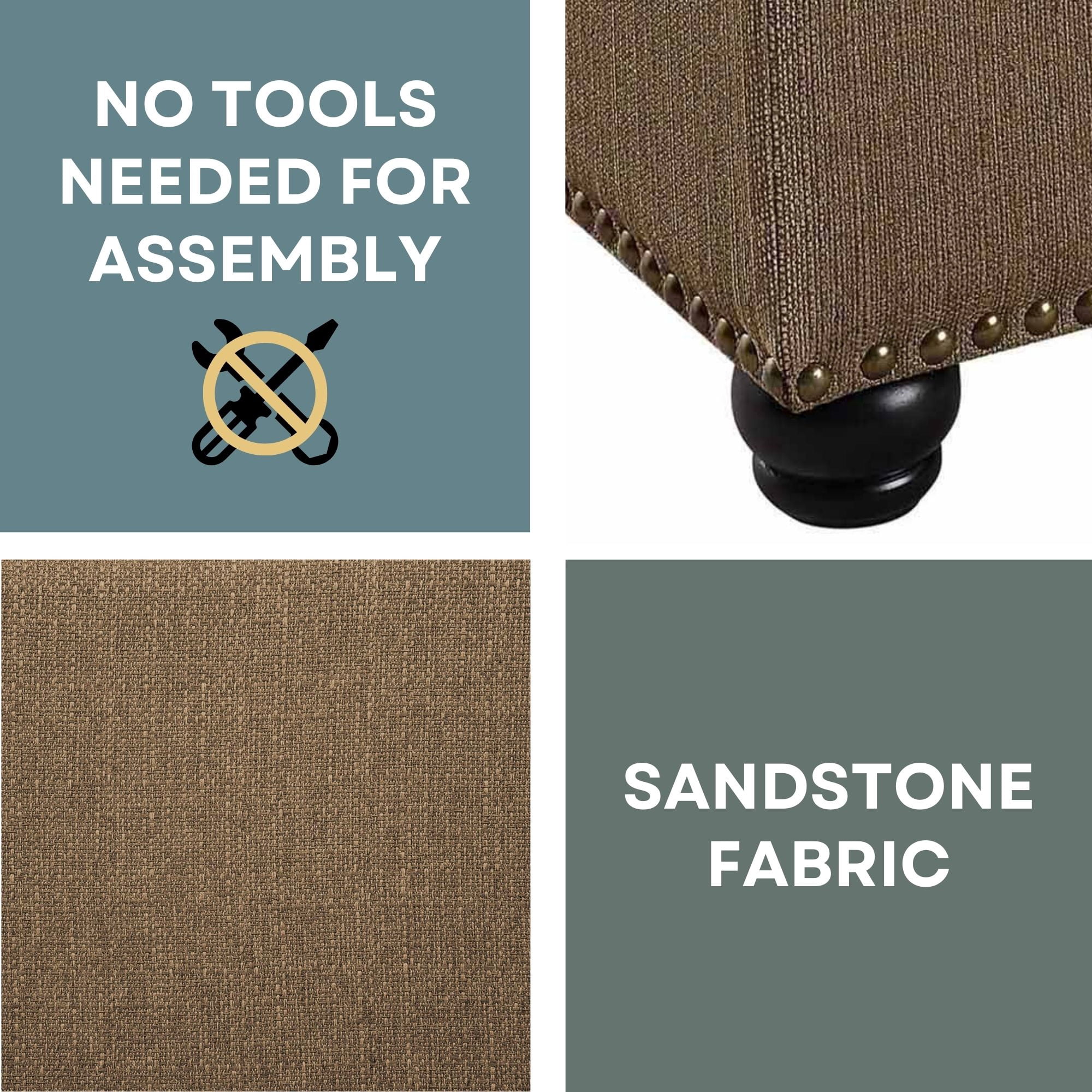 Convenience Concepts Designs4Comfort 5th Avenue Storage Ottoman, Sandstone Fabric