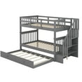 thumbnail image 3 of imerelez Gray Stairway Twin-Over-Twin Bunk Bed with Twin Size Trundle for Bedroom or Dorm, 3 of 9