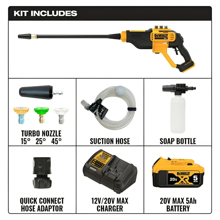 Dewalt 20V Max Cordless Pressure Washer Kit, 550PSI 1.0GPM Dewalt 20V Max Cordless Pressure Washer Kit, 550PSI 1.0GPM